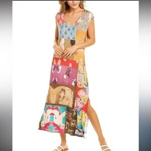 Johnny Was Colorful Patchwork Maxi Skirt